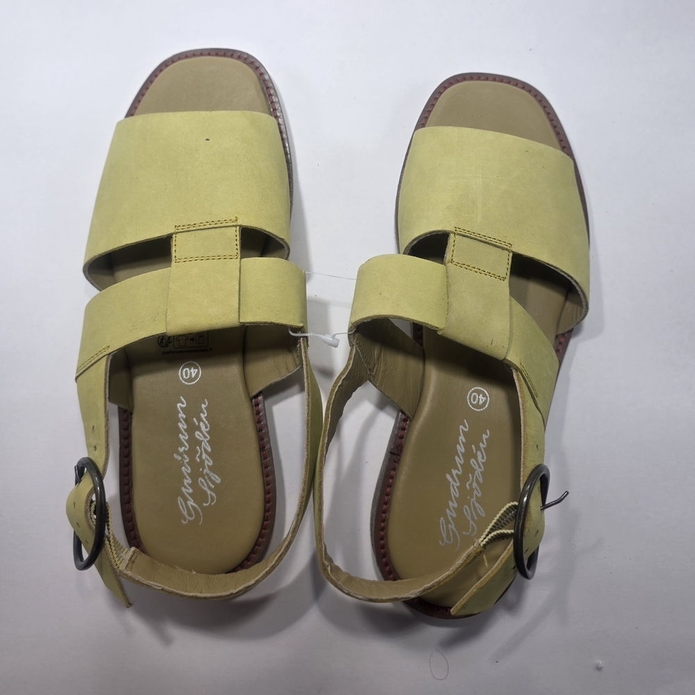 Gudrun Sjödén Women’s Leather Slingback Sandals EU 40 US 9 Yellow Green